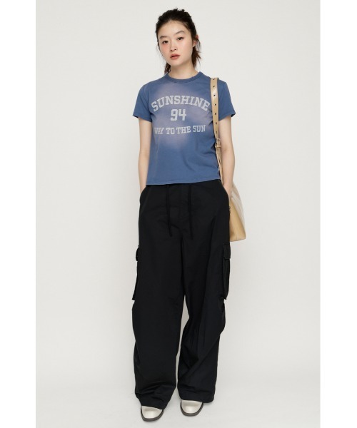 SLY（スライ）の「SPRAY OVER LOGO T/SH スプレーオーバーロゴトップス 秋服 春服 夏服（Tシャツ/カットソー・レディース・バーガンディー/ブルー/カーキ・FREE）」の10枚目の写真