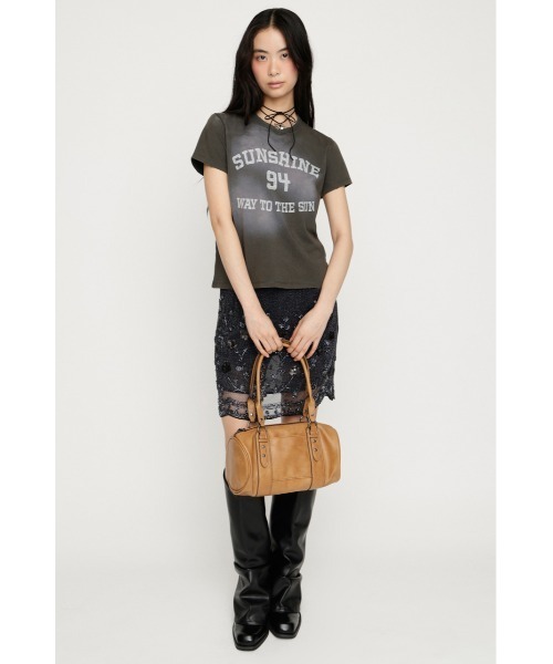 SLY（スライ）の「SPRAY OVER LOGO T/SH スプレーオーバーロゴトップス 秋服 春服 夏服（Tシャツ/カットソー・レディース・バーガンディー/ブルー/カーキ・FREE）」の5枚目の写真