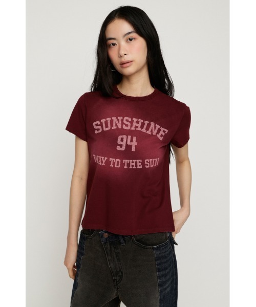 SLY（スライ）の「SPRAY OVER LOGO T/SH スプレーオーバーロゴトップス 秋服 春服 夏服（Tシャツ/カットソー・レディース・バーガンディー/ブルー/カーキ・FREE）」の14枚目の写真