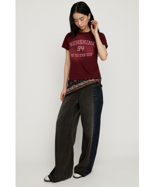 SLY（スライ）の「SPRAY OVER LOGO T/SH スプレーオーバーロゴトップス 秋服 春服 夏服（Tシャツ/カットソー・レディース・バーガンディー/ブルー/カーキ・FREE）」の15枚目の写真