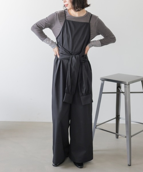 Bab(バブ)の「【サイズ展開あり】前結びオールインワン(サロペット/オーバーオール・レディース・ブラック/ブラウン・M/S)」の2枚目の写真