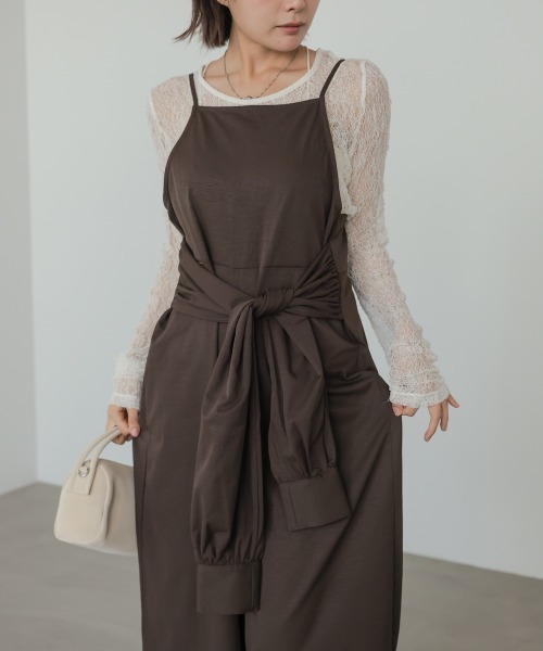 Bab(バブ)の「【サイズ展開あり】前結びオールインワン(サロペット/オーバーオール・レディース・ブラック/ブラウン・M/S)」の7枚目の写真