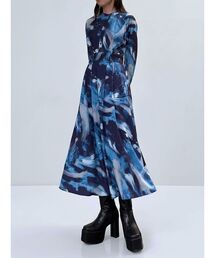 サイドベルトタックフレアマキシワンピース 秋服