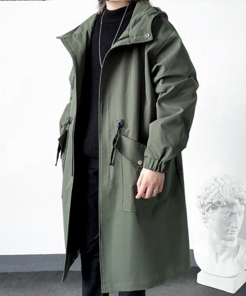 KELVIN(ケルヴァン)の「Drawcord Hood Coat ドローコードフードコート(その他アウター・メンズ・ブラック/カーキ・LARGE/MEDIUM)」の4枚目の写真