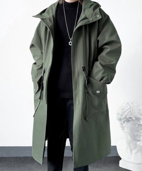 KELVIN(ケルヴァン)の「Drawcord Hood Coat ドローコードフードコート(その他アウター・メンズ・ブラック/カーキ・LARGE/MEDIUM)」の5枚目の写真