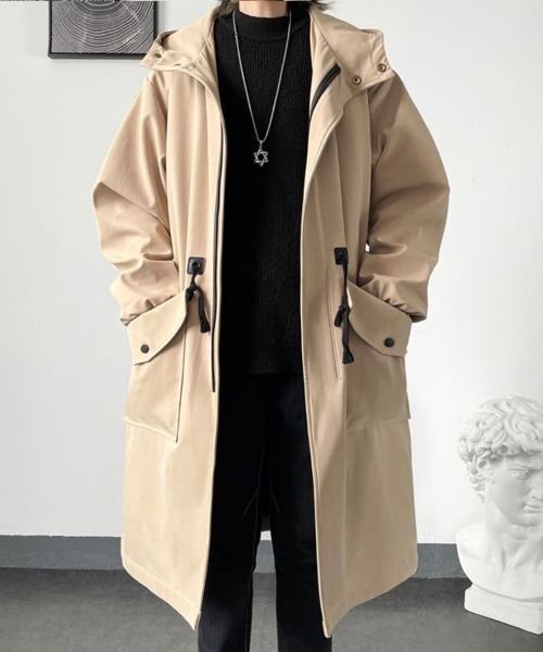 KELVIN(ケルヴァン)の「Drawcord Hood Coat ドローコードフードコート(その他アウター・メンズ・ブラック/カーキ・LARGE/MEDIUM)」の6枚目の写真
