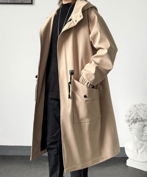 KELVIN(ケルヴァン)の「Drawcord Hood Coat ドローコードフードコート(その他アウター・メンズ・ブラック/カーキ・LARGE/MEDIUM)」の7枚目の写真