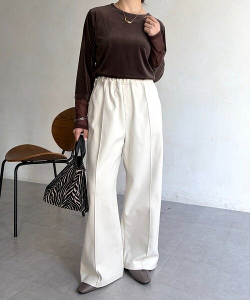 Jena espace merveilleux（ジェナ　エスパスメルヴェイユ）の「ウールライクパンツ（その他パンツ・レディース・チャコールグレー/アイボリー/ライトベージュ・FREE）」の4枚目の写真