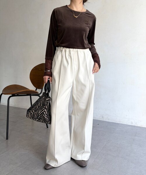 Jena espace merveilleux（ジェナ　エスパスメルヴェイユ）の「ウールライクパンツ（その他パンツ・レディース・チャコールグレー/アイボリー/ライトベージュ・FREE）」の6枚目の写真