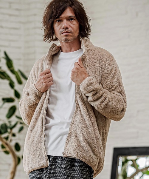 CAMBIO(カンビオ)の「mj11810- Double Shaggy Zip Blouson ジップアップブルゾン(AI-262-09)(ブルゾン・メンズ・ブラック/ベージュ/グレー・S/M/L)」の3枚目の写真