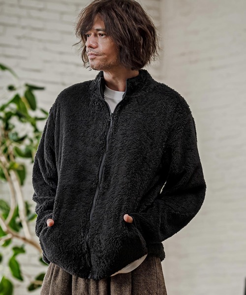 CAMBIO(カンビオ)の「mj11810- Double Shaggy Zip Blouson ジップアップブルゾン(AI-262-09)(ブルゾン・メンズ・ブラック/ベージュ/グレー・S/M/L)」の4枚目の写真