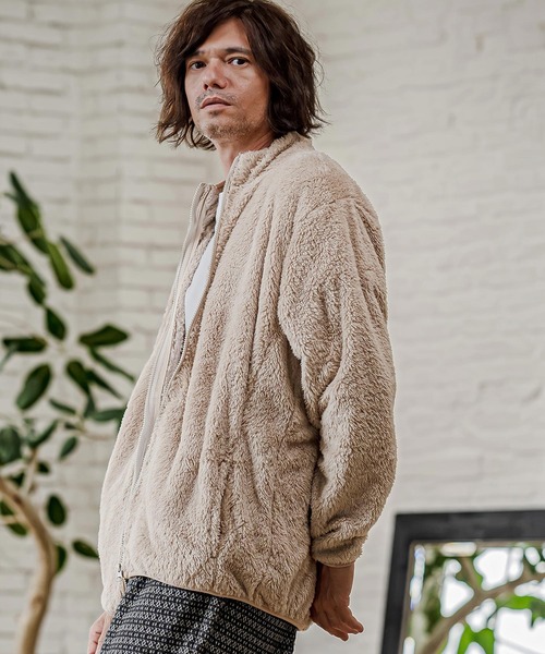 CAMBIO(カンビオ)の「mj11810- Double Shaggy Zip Blouson ジップアップブルゾン(AI-262-09)(ブルゾン・メンズ・ブラック/ベージュ/グレー・S/M/L)」の16枚目の写真