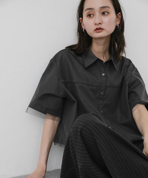 SENSE OF PLACE by URBAN RESEARCH(センスオブプレイスバイアーバンリサーチ)の「チュールレイヤードシャツ(シャツ/ブラウス・レディース・ブラウン/アイボリー/チャコールグレー・ONE)」の13枚目の写真