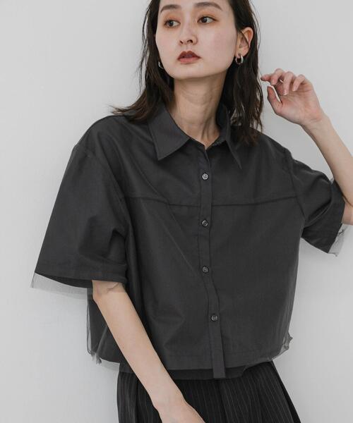 SENSE OF PLACE by URBAN RESEARCH(センスオブプレイスバイアーバンリサーチ)の「チュールレイヤードシャツ(シャツ/ブラウス・レディース・ブラウン/アイボリー/チャコールグレー・ONE)」の12枚目の写真