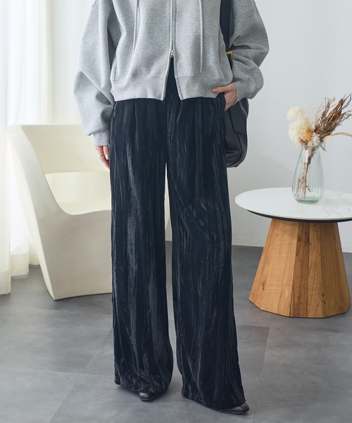 ReDial(リダイアル)の「クラッシュベロア2タックワイドパンツ(その他パンツ・レディース・ブラウン/グレイッシュベージュ/ブラック・3L/LL/L/M)」の9枚目の写真
