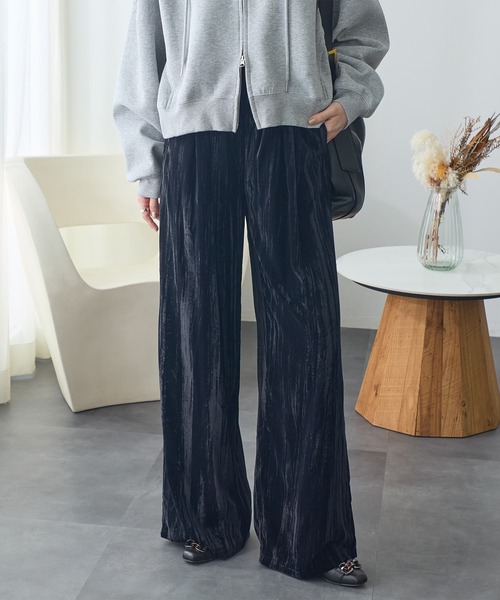 ReDial(リダイアル)の「クラッシュベロア2タックワイドパンツ(その他パンツ・レディース・ブラウン/グレイッシュベージュ/ブラック・3L/LL/L/M)」の11枚目の写真