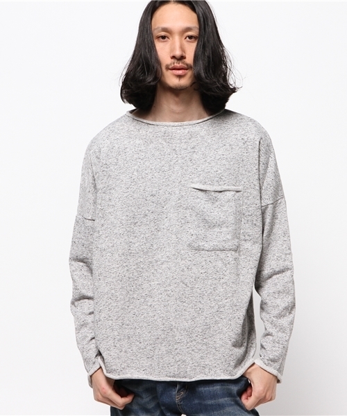 WHO'S WHO gallery（フーズフーギャラリー）の「【GIGGER】麻混裏毛ロールボートネックスウェット（スウェット・メンズ・アイボリー/グレー/ネイビー/ブラック・MEDIUM/LARGE）」の4枚目の写真