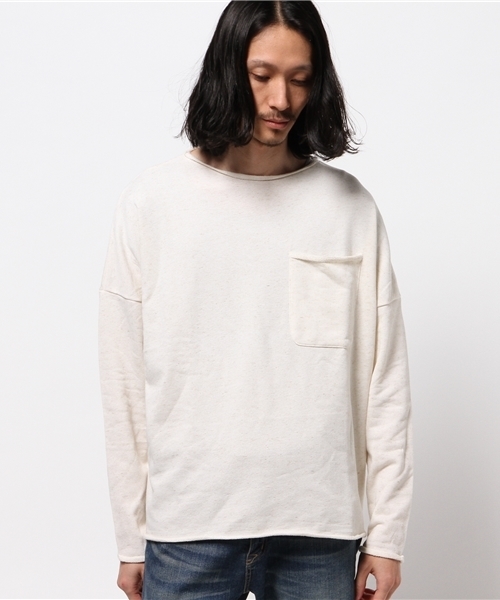 WHO'S WHO gallery（フーズフーギャラリー）の「【GIGGER】麻混裏毛ロールボートネックスウェット（スウェット・メンズ・アイボリー/グレー/ネイビー/ブラック・MEDIUM/LARGE）」の2枚目の写真