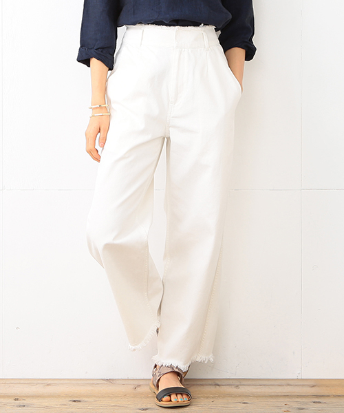 B:MING by BEAMS（ビーミングバイビームス）の「【予約】【InRed6月号掲載】【VERY5月号掲載】ビーミング by ビームス / フリンジデニムパンツ（デニムパンツ・レディース・ホワイト/インディゴブルー・MEDIUM/SMALL）」の2枚目の写真