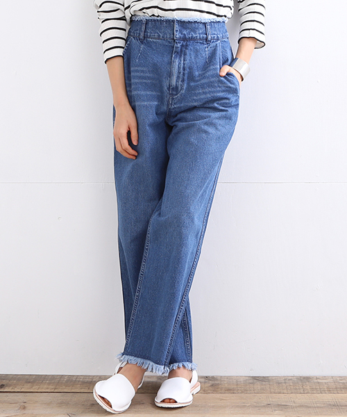 B:MING by BEAMS（ビーミングバイビームス）の「【予約】【InRed6月号掲載】【VERY5月号掲載】ビーミング by ビームス / フリンジデニムパンツ（デニムパンツ・レディース・ホワイト/インディゴブルー・MEDIUM/SMALL）」の6枚目の写真