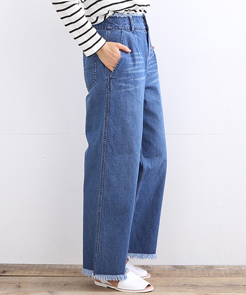 B:MING by BEAMS（ビーミングバイビームス）の「【予約】【InRed6月号掲載】【VERY5月号掲載】ビーミング by ビームス / フリンジデニムパンツ（デニムパンツ・レディース・ホワイト/インディゴブルー・MEDIUM/SMALL）」の7枚目の写真