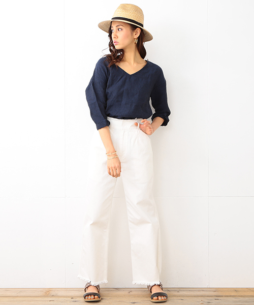 B:MING by BEAMS（ビーミングバイビームス）の「【予約】【InRed6月号掲載】【VERY5月号掲載】ビーミング by ビームス / フリンジデニムパンツ（デニムパンツ・レディース・ホワイト/インディゴブルー・MEDIUM/SMALL）」の15枚目の写真