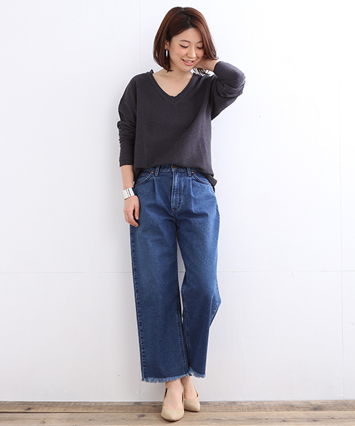 B:MING by BEAMS（ビーミングバイビームス）の「【予約】【InRed6月号掲載】【VERY5月号掲載】ビーミング by ビームス / フリンジデニムパンツ（デニムパンツ・レディース・ホワイト/インディゴブルー・MEDIUM/SMALL）」の8枚目の写真