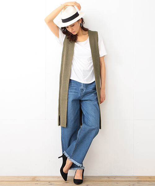 B:MING by BEAMS（ビーミングバイビームス）の「【予約】【InRed6月号掲載】【VERY5月号掲載】ビーミング by ビームス / フリンジデニムパンツ（デニムパンツ・レディース・ホワイト/インディゴブルー・MEDIUM/SMALL）」の3枚目の写真