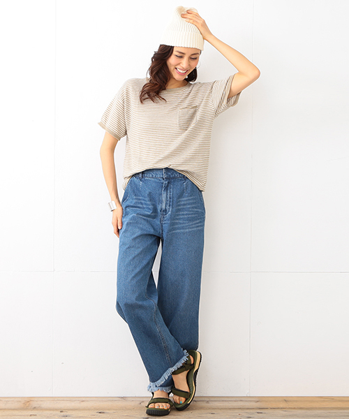 B:MING by BEAMS（ビーミングバイビームス）の「【予約】【InRed6月号掲載】【VERY5月号掲載】ビーミング by ビームス / フリンジデニムパンツ（デニムパンツ・レディース・ホワイト/インディゴブルー・MEDIUM/SMALL）」の4枚目の写真