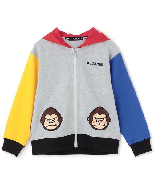 XLARGE KIDS(エクストララージキッズ)の「ファニーゴリラ カラーブロックジップパーカ(Tシャツ/カットソー・キッズ・ブラック/トップグレー・100cm/90cm/110cm/140cm/130cm/80cm/120cm)」の2枚目の写真