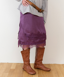 FEMININE SLIT LACE SKIRT(W) PURPLE