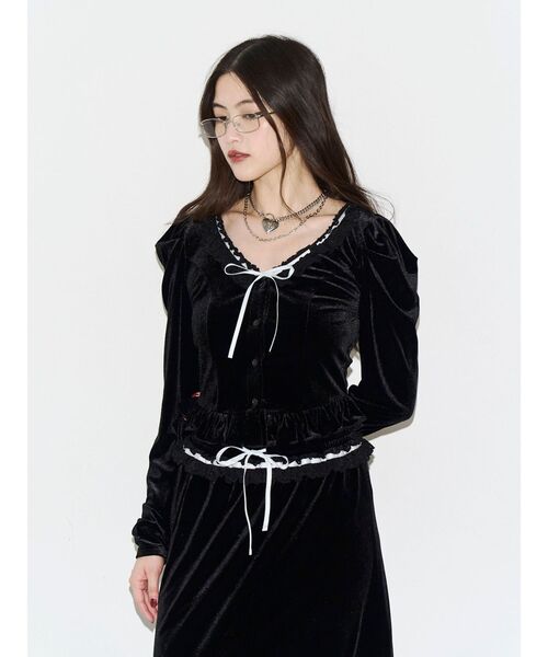jouetie(ジュエティ)の「ベロアレースパフスリーブトップス(Tシャツ/カットソー・レディース・オフホワイト/ブラック・FREE)」の17枚目の写真