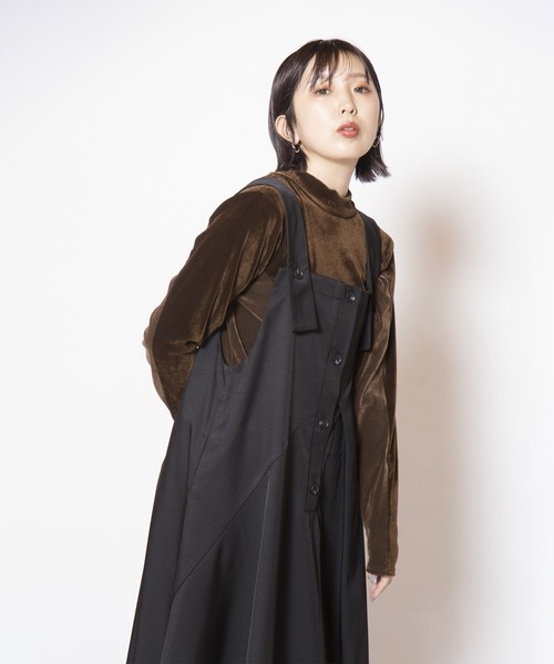 OSMOSIS(オズモーシス)の「フロッキーハイネック切替長袖Tシャツ(Tシャツ/カットソー・レディース・ブラウン/グレー/ブラック・ONE SIZE)」の9枚目の写真