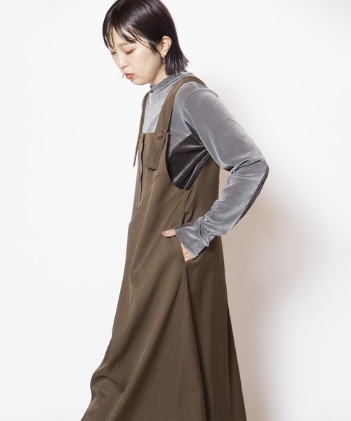 OSMOSIS(オズモーシス)の「フロッキーハイネック切替長袖Tシャツ(Tシャツ/カットソー・レディース・ブラウン/グレー/ブラック・ONE SIZE)」の13枚目の写真