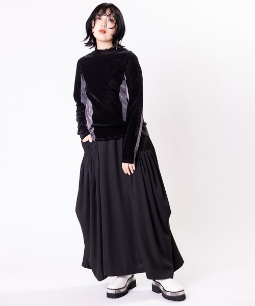 OSMOSIS(オズモーシス)の「フロッキーハイネック切替長袖Tシャツ(Tシャツ/カットソー・レディース・ブラウン/グレー/ブラック・ONE SIZE)」の16枚目の写真