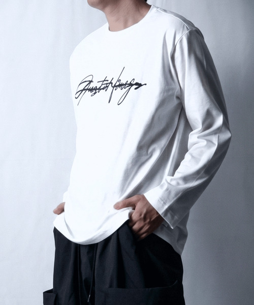 JUSTHANG(ジャストハング)の「ブラック ビッグロゴ (Bi-Balance) ホワイト ロングスリーブTシャツ(Tシャツ/カットソー・メンズ・その他・1/2)」の1枚目の写真