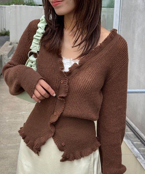 CIAOPANIC(チャオパニック)の「コルセットデザインニットカーディガン(ニット/セーター・レディース・ローズ/ブラウン/グレー・ONE SIZE)」の16枚目の写真