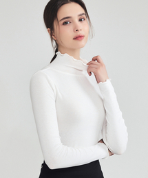 ソフトモックネック長袖Tシャツ IVORY