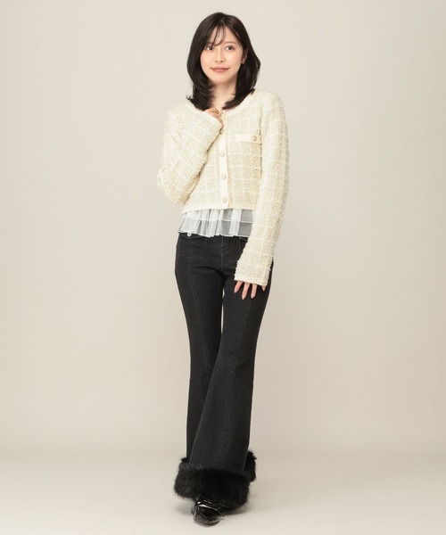 Heather（ヘザー）の「ツイードラメニットカーディガン　1075097（カーディガン/ボレロ・レディース・クリーム/ブラック/グレー・FREE）」の12枚目の写真