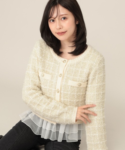 Heather（ヘザー）の「ツイードラメニットカーディガン　1075097（カーディガン/ボレロ・レディース・クリーム/ブラック/グレー・FREE）」の17枚目の写真