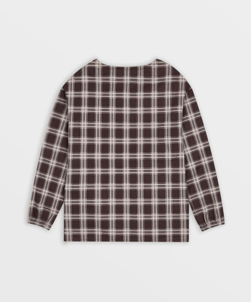 SAFARISPOT（サファリスポット）の「1/2 ラグランチェックストリングシャツ（ブラウン）（Tシャツ/カットソー・レディース・その他・1）」の4枚目の写真