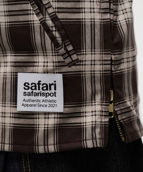 SAFARISPOT（サファリスポット）の「1/2 ラグランチェックストリングシャツ（ブラウン）（Tシャツ/カットソー・レディース・その他・1）」の2枚目の写真