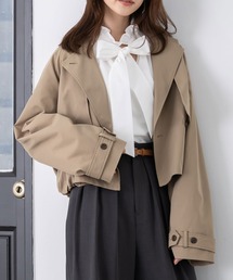 【バルーンシルエットが可愛らしい】きちんと感と上品さを兼ね備えたショートトレンチコート