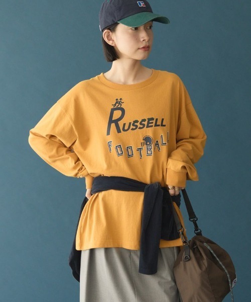 AMERICAN HOLIC(アメリカンホリック)の「【RUSSELL】アソートロゴロンT(Tシャツ/カットソー・レディース・アイボリー/ネイビー/イエロー/オレンジ・FREE)」の3枚目の写真