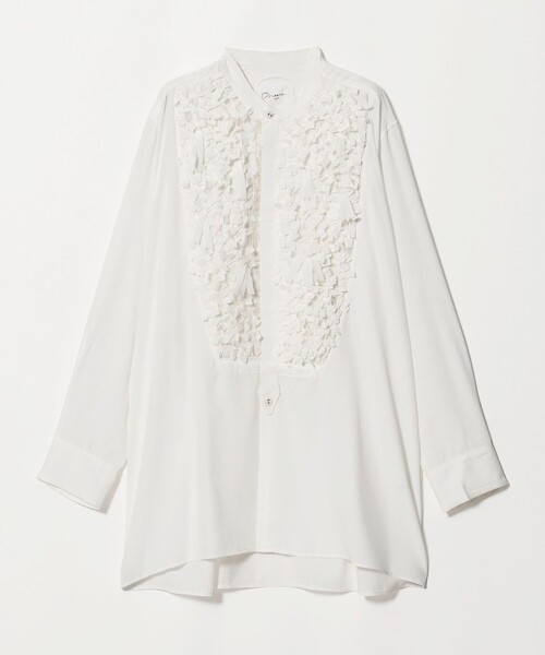 Pheeta(フィータ)の「<Pheeta>Vivien ノーカラーシャツ / 016C-22(シャツ/ブラウス・レディース・ブラック/ホワイト・FREE)」の4枚目の写真