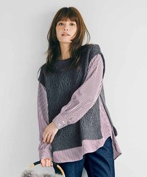 リブ イン コンフォート 一枚できちんと見せも着映え感もかなえる シャツドッキングニットチュニック