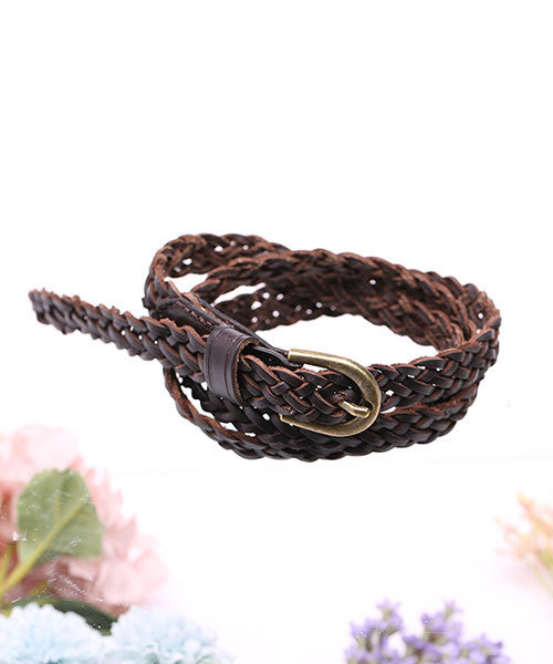 NANO universe（ナノユニバース）の「細メッシュレザーベルト（ベルト・レディース・ブラック/ダークブラウン/キャメル・FREE）」の2枚目の写真