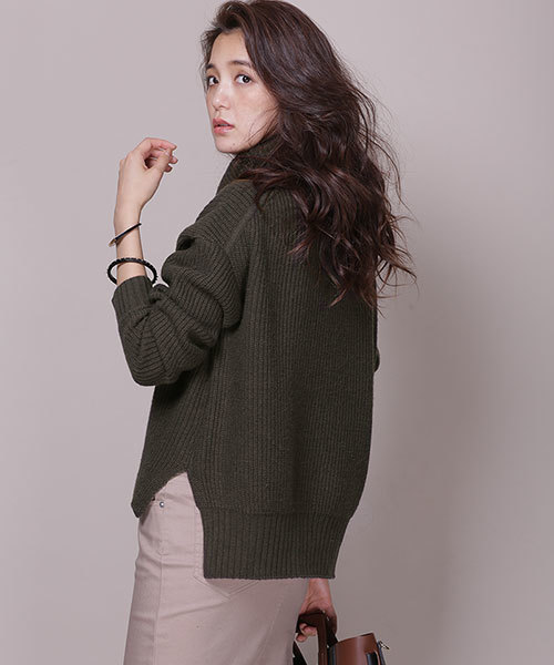 Nano Universe ナノユニバース の Glow 1月号掲載 美人百花 10月号掲載 Couture Line クチュールライン 片畦タートルワイドニットプルオーバー ニット セーター Wear