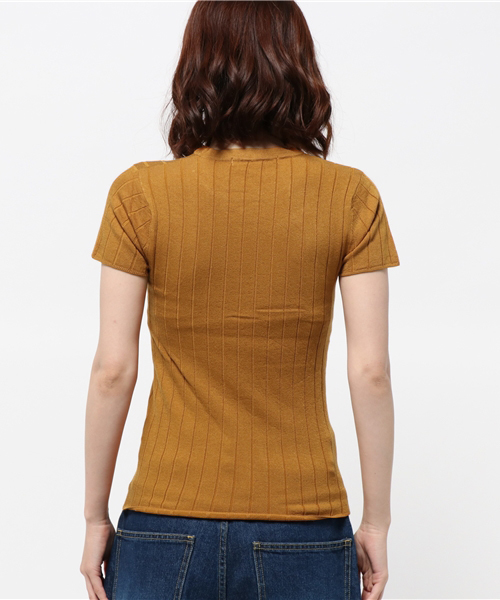 SLY(スライ)の「WIDE RIB HG 半袖TOPS-S(ニット/セーター・レディース・ネイビー/イエロー系その他/ブラック/ホワイト/ワインレッド・1/2)」の8枚目の写真