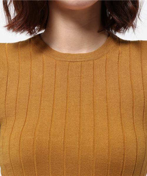 SLY(スライ)の「WIDE RIB HG 半袖TOPS-S(ニット/セーター・レディース・ネイビー/イエロー系その他/ブラック/ホワイト/ワインレッド・1/2)」の9枚目の写真